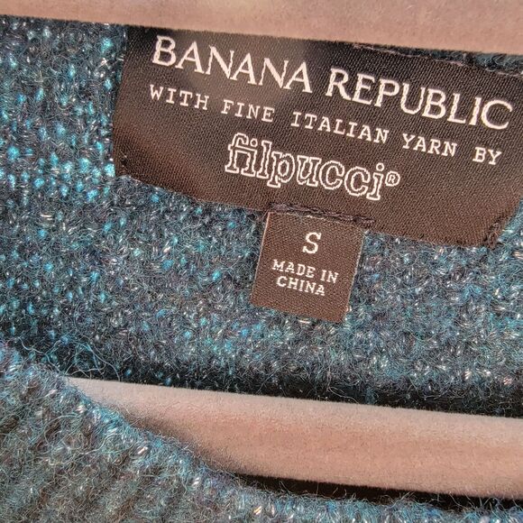 Banana Republic Fine Italian Yarn by Filpucci Emerald Wool Sweater Women's Sz S - Picture 4 of 8